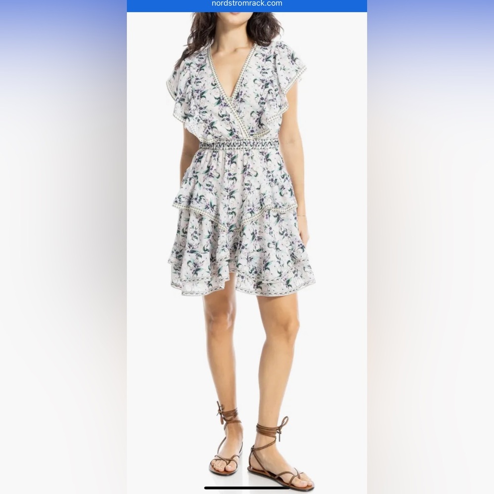 Max Studio Floral Ruffle Mini Dress - Adorable Size L NWT